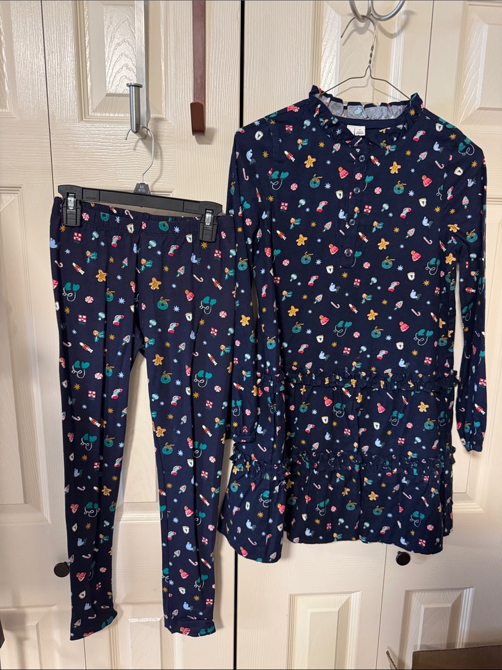 Girls' Navy Holiday Print Set - Long Sleeve dress & Leggings Janie and Jack